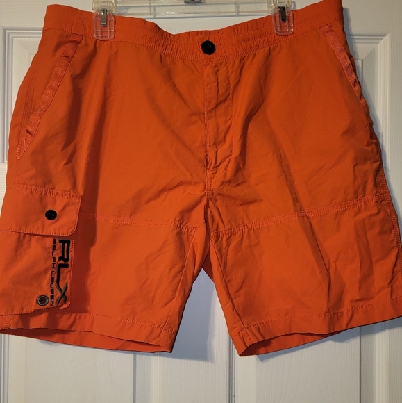 Ralph Lauren RLX Cargo Snap Board Shorts Nylon Orange Size X Large Y2K - Picture 1 of 8